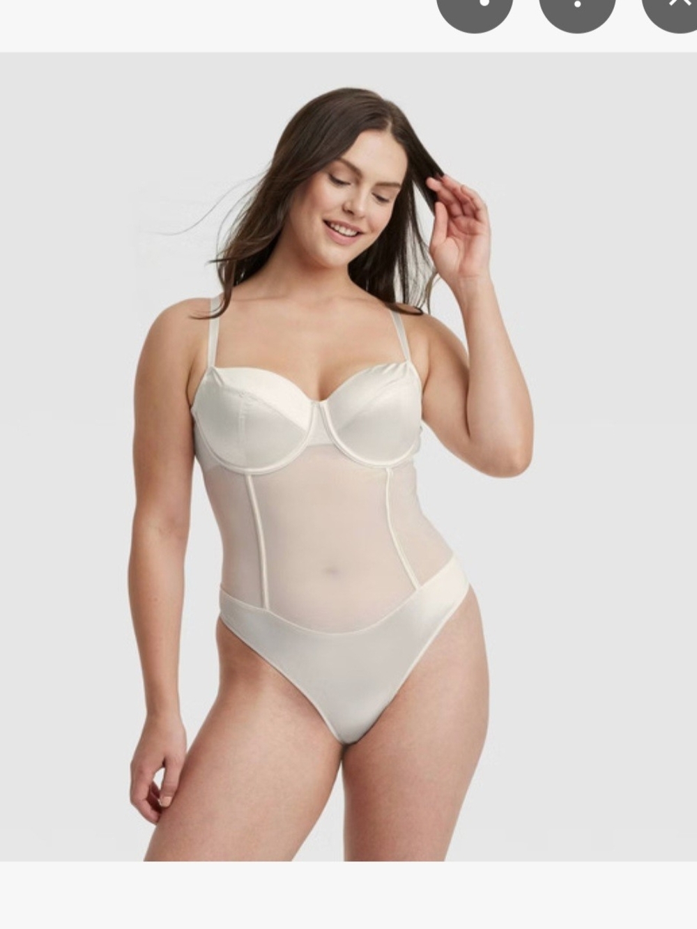 Auden Cream Sheer Underwire Bodysuit
